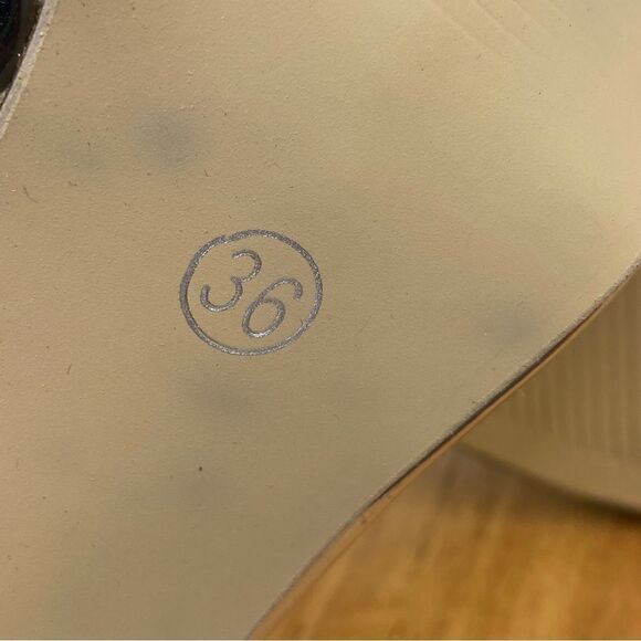 Bai Beiai Clear Peep Toe Heeled Ankle Boots PomPom Zipper Front Black 6 - Picture 11 of 12